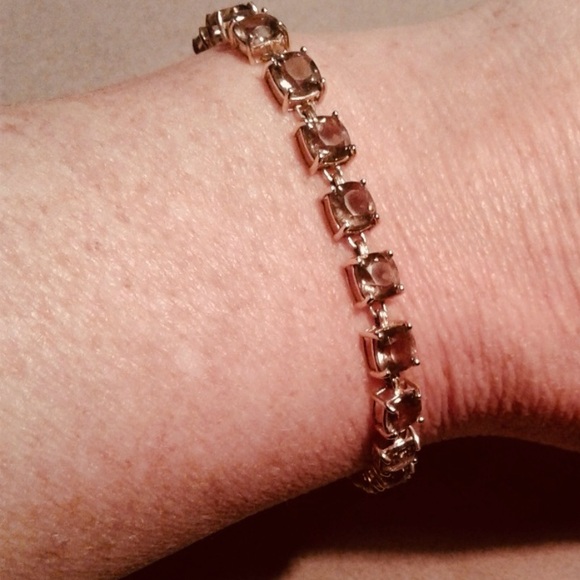 14K SOLID YG 10CT Smoky Quartz Cushion Cut Bracelet - Picture 2 of 7